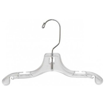 Plastic Baby Top Hanger, Clear, Chrome Finish, Set of 100