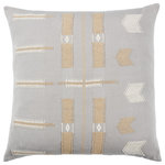 Jaipur Living - Jaipur Living Longkhum Tribal Light Gray/Tan Poly Fill Pillow 18" Square - Handmade by weavers in Nagaland, India, the Nagaland collection showcases the traditional loin-loom techniques of the indigenous tribes of the region. The artisan-made Longkhum throw pillow effortlessly combines heritage-rich tribal patterns with a versatile light gray, tan, and cream colorway for a stunning statement in any space. Crafted of soft, finely woven cotton, this pillow brings the global art of Naga textiles to the modern home.
