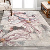 Pastello Modern Abstract Muted Flowers Area Rug, Pink/Gray, 4x6
