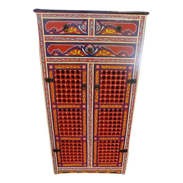 Handpainted Moroccan Cabinet Handmade, Red
