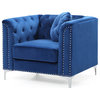 Pompano Navy Blue Tufted Velvet Accent Chair