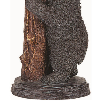 150 Watt Resin Bear Body Table Lamp With Twig Shade, Gray And Brown