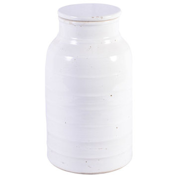 Legend of Asia Busan White Flat Lidded Short Jar 1442S