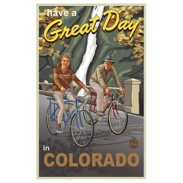 Paul A. Lanquist Colorado Couple Gorge Bikers Art Print, 30"x45"