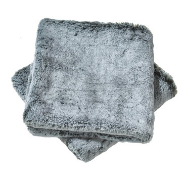 Heavy Faux Fur Throw Pillow Covers 2pcs Set, Black, 26''x26''
