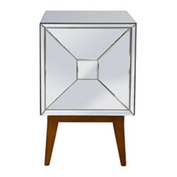Worlds Away Martin Left Opening Door Mirrored NightStand - Side Tables And End Tables