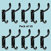 10 Double Coat Robe Hooks 4" L Black Wrought Iron Wall Mount Pack of 10