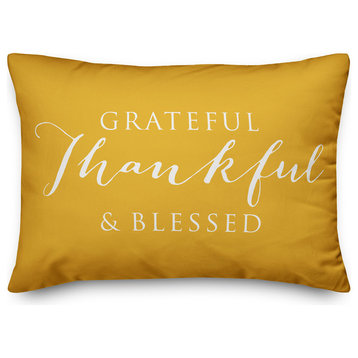 Grateful Thankful Blessed Outdoor Lumbar Pillow