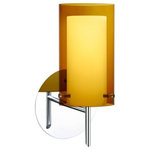 Besa Lighting - Besa Lighting 1SW-G44007-LED-CR Pahu 4 - 9.88" 5W 1 LED Mini Wall Sconce - Pahu is a distinctive double-glass pendant, with an inner opal cylinder centered within a transparent outer glass. Our Trans-Amethyst colored blown glass complements the soft white Opal cased glass, which can suit any classic or modern decor. Opal has a very tranquil glow that is pleasing in appearance, as the Trans-Amethyst glass sparkles with the accents from that glow. The smooth satin finish on the opal�s outer layer is a result of an extensive etching process. This blown glass combination is handcrafted by a skilled artisan, utilizing century-old techniques passed down from generation to generation. The mini sconce is equipped with a decorative lamp holder mounted to either a low profile round or square canopy. These stylish and functional luminaries are offered in a beautiful Chrome finish.  Mounting Direction: Horizontal  Shade Included: TRUE  Dimable: TRUE  Color Temperature:   Lumens: 450  CRI: +  Rated Life: 25000 HoursPahu 4 9.88" 5W 1 LED Mini Wall Sconce Chrome Transparent Armagnac/Opal GlassUL: Suitable for damp locations, *Energy Star Qualified: n/a  *ADA Certified: n/a  *Number of Lights: Lamp: 1-*Wattage:5w LED bulb(s) *Bulb Included:Yes *Bulb Type:LED *Finish Type:Chrome