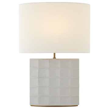 Struttura Medium Table Lamp in Porous White with Linen Shade