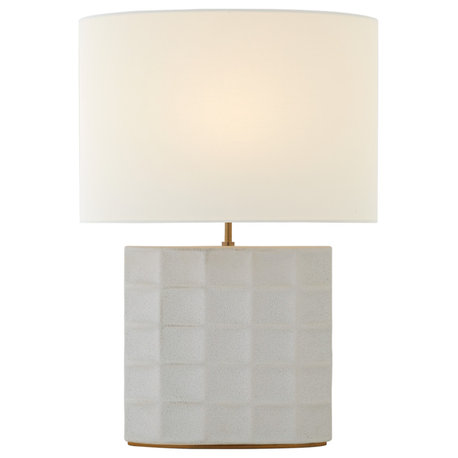 Struttura Medium Table Lamp in Porous White with Linen Shade