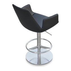 EIFFEL PISTON STAINLESS STEEL - BLACK Leatherette - Bar Stools And Counter Stools