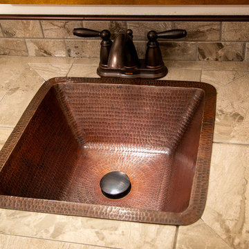16" Square Hammered Copper Bar/Prep Sink w/ 3.5" Drain Opening (BS16DB3)