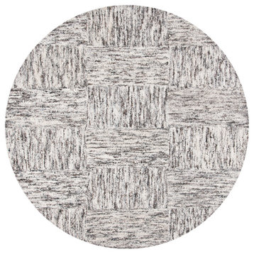 Safavieh Abstract Collection, ABT601 Rug, Ivory/Charcoal, 6'x6' Round
