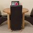 Edmonton Oak Round Extension Dining Table, 4 Lola Chairs, Black Leather