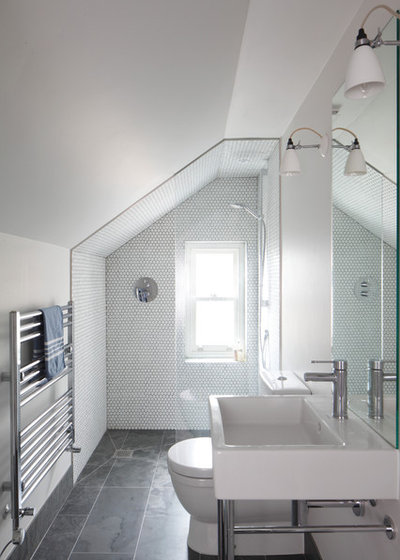 Transitional Bathroom by Robert Rhodes Architecture + Interiors