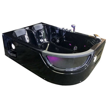 Whirlpool Bathtub Black 72"x48" Hot Tub Double Pump and Heater, Pegaso