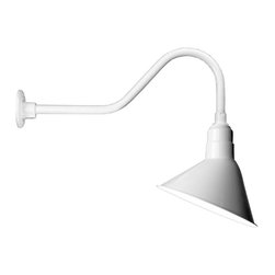 Illumine - 1-Light Outdoor White Angled Arm Semi-Flush Mount - Ceiling Lighting