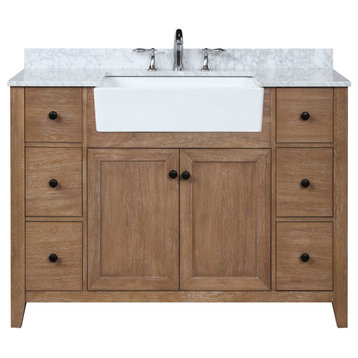 Sally 48" Bathroom Vanity, Ash Brown Finish, Ash Brown