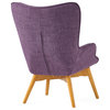 Hariata Mid-Century Modern Wingback Chair and Ottoman Set, Muted Purple