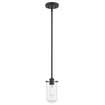 Z-LITE - Z-LITE 471MP-MB 1 Light Mini Pendant - Z-LITE 471MP-MB 1 Light Mini PendantStunningly sleek, this elongated island pendant features one light and clean lines. Radiate a bright glow from the clear glass shade and matte black metal arm.Style: TransitionalCollection: DelaneyFrame Finish: Matte BlackFrame Material: SteelShade Finish/Color: ClearShade Material: GlassDimension(in): 4(W) x 8.5(H)Chain Length: 5x12" + 1x6"+ 1x3"Cord/Wire Length: 110"Bulb: (1)100W Medium Base(Not Included),DimmableUL Classification/Application: ETL/CETL Certified/Dry