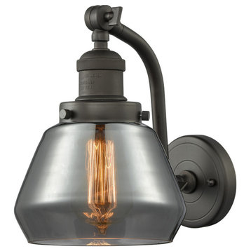 Fulton 1-Light Sconce, Smoked Glass, Oil Rubbed Bronze, LED