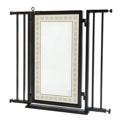 Fusion Gates - Fusion Gate with Greek Key Design, Black, 32"-36" - Dog Gates
