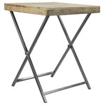 Matthew Izzo Home - Matthew Izzo Pop Up Bistro Table - These are not your average folding tables. Stylish and functional, the Pop-Up Table collection is topped with reclaimed wood and folding brushed-metal stand that make for easy storage and transport. The Pop-Up Bistro Table works well in tight kitchens or on a patio for seasonal eating.