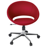 Soho Concept - Crescent Office Chair, Aluminum Base, Red Ppm - Crescent office is a contemporary chair with a comfortable upholstered seat and backrest on a height-adjustable gas piston base which swivels and tilts. The chair has a chromed steel five star base with plastic casters. The seat has a steel structure with 'S' shape springs for extra flexibility and strength. This steel frame molded by injecting polyurethane foam. Crescent seat is upholstered with a removable zipper enclosed leather, PPM, leatherette or wool fabric slip cover. Crescent Office may be upholstered with variety of other colors as a special order with a minimum quantity required. The chair is suitable for both residential and commercial use. Crescent Office is designed by Tayfur Ozkaynak.