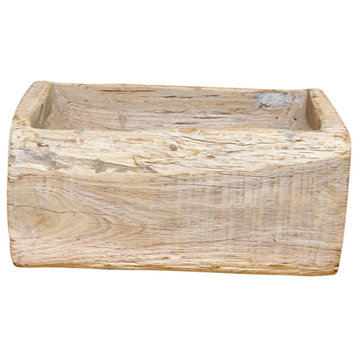 Mikir Rectangular Wooden Log Bowl
