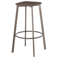 LumiSource Clara Square Barstool, Antique Metal/Espresso Bamboo, Set of 2