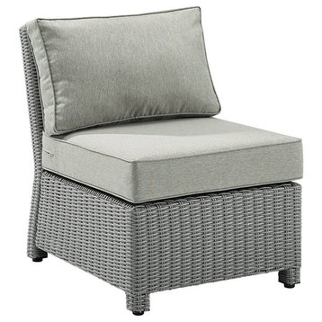 Crosley Bradenton Wicker Patio Armless Chair in Gray