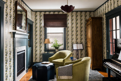 Living room photo in Boston
