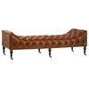 Remington Tufted Leather Curved Bench Daybed