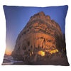 Sunset on the Matala Beach Greece Seashore Throw Pillow, 18"x18"