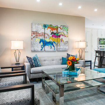 Gray and Blue Living Room