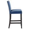 Balmforth Nailhead Velvet Upholstered Counter Height Chairs (Set of 2), Blue