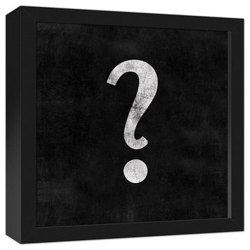 Vintage Question Mark 12x12 Black Framed Canvas