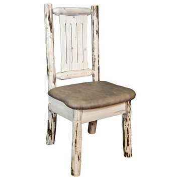 Montana Woodworks Transitional Wood Side Chair with Upholstered Seat in Natural