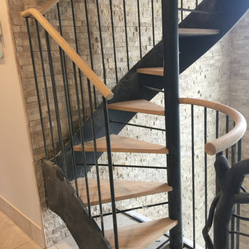 metal and wood spiral with twist