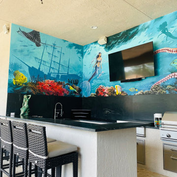 Underwater Mural with Mermaid and Octopus