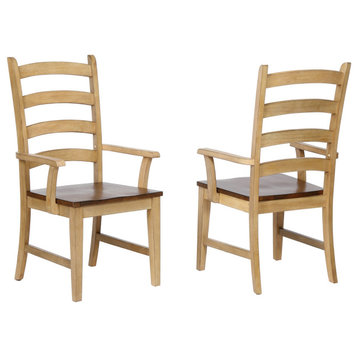 Sunset Trading Brook Ladder Back Dining Chair With Arms | Set Of 2 Armchairs