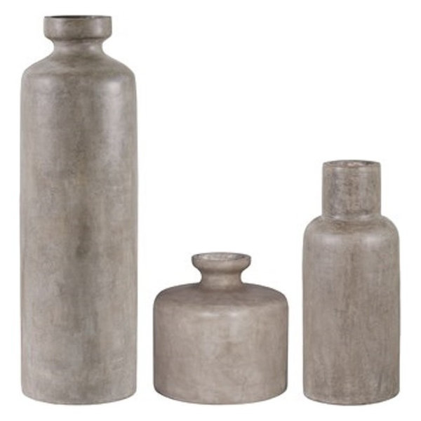 Concrete Vases 3-Piece Set, Slate Gray