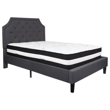 Flash Furniture Full Platform Panel Bed and Mattress in Dark Gray