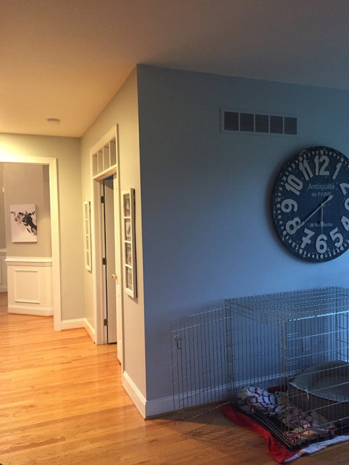 Diffe Wainscoting Styles These Are Separated By A Small Hallway See Pic What Your Thoughts On Mixing Wainscoting Styles Excuse The Large Dog Crate