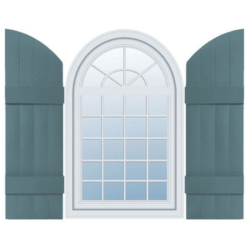 Standard Size Four Board Joined w/Arch Top Shutters, Wedgewood Blue, 65" x 14"
