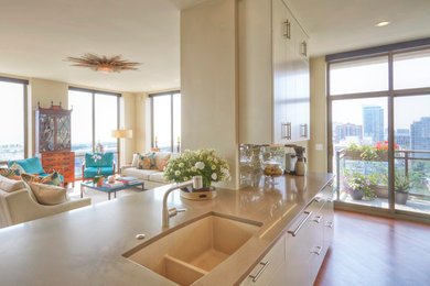 Inspiration for a medium tone wood floor kitchen remodel in Chicago