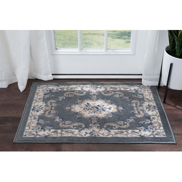 Jolie Traditional Oriental Area Rug, Gray, 2'x3' Scatter Mat