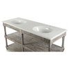 Dumas French Country White Marble Double Sink Bathroom Vanity