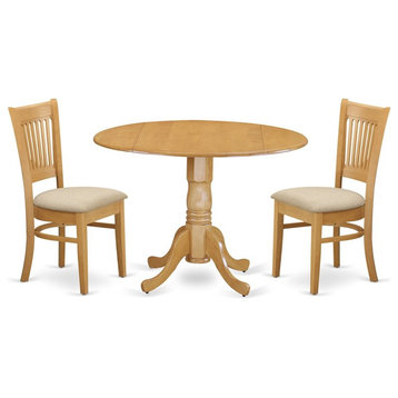 Atlin Designs 3-piece Wood Dining Set with Slat Back Chairs in Oak